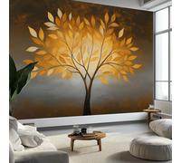 Dipinto Ad Olio Albero Frondoso Carta da Parati In Tessuti non Tessuti 350 x 256 cm Murali, Grigio Scuro Fotomurale Murale Soggiorno Camera da Letto Cameretta Dei Bambini Decorazione