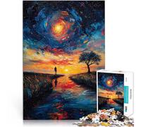 Dipinto ad olio di fiume solitario Puzzle 1000 pezzi per adolescenti Allena il tuo cervello e le tue mani è ideale come regalo per tutta la famiglia 38x26cm
