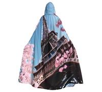 Dipinto ad olio di Parigi con stampa della Torre Eiffel, mantello con cappuccio per Halloween, mantello con cappuccio per adulti, costume di Halloween, cosplay, mantello da strega con comfort extra,