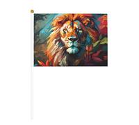 Dipinto ad olio di un leone Bandiera palmare grafica - 14 x 20,8 cm - Adatto per feste, eventi sportivi, celebrazioni