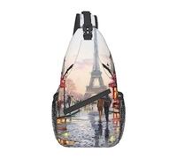 Dipinto ad olio Paris Street Scene Torre Eiffel Zaino a tracolla da uomo, borsa a tracolla da viaggio per escursionismo da viaggio.
