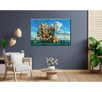 Dipinto ad olio su tela raffigurante una nave a vela con farfalle, stampa di poster di Salvador Dalì, murale marino, riproduzione famosa, decorazione da parete per la casa (70x100 cm/senza cornice)
