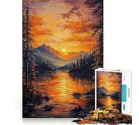 Dipinto ad olio "Tramonto nella natura", puzzle da 1000 pezzi per adulti, regalo, gioco di logica fine, svago delicato, bordi puliti, regalo delizioso 38x26cm