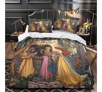 Dipinto Art Nouveau Biancheria Da Letto Con Stampa 3D Taverna da Fiaba Medievale Con Federe Copripiumino Con Cerniera Morbida Microfibra Per La Casa E L'hotel Super King（260x220cm）