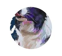 Dipinto artistico con cane Border Collie, magneti da frigorifero in acrilico, adesivi per lavagna bianca, per la decorazione di mobili e cucine.,Forma rotonda