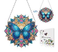 Dipinto artistico fai da te con diamanti ornamentali a farfalla, 5D con strass a forma di mandala, farfalla da appendere alla finestra, kit di ghirlande per casa, giardino, parete, motivo double-face