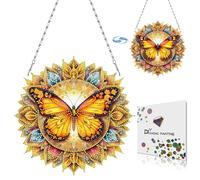 Dipinto artistico fai da te con diamanti ornamentali a farfalla, 5D con strass a forma di mandala, farfalla da appendere alla finestra, kit di ghirlande per casa, giardino, parete, motivo double-face