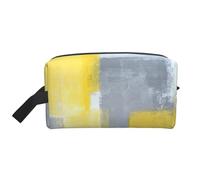 Dipinto astratto grigio e giallo, organizer per cosmetici di grande capacità, borsa da viaggio per il trucco da donna