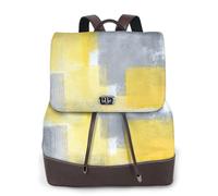 Dipinto astratto grigio e giallo,Zaino da donna, impermeabile, leggero, in pelle PU, alla moda, da viaggio