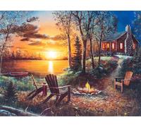 Dipinto con diamanti - casa sul lago 30 × 40 cm