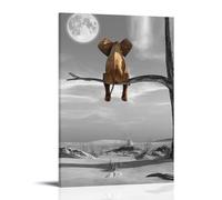 Dipinto da parete con elefante che riposa guarda la luna, impermeabile e antimacchia, ad alta definizione, dipinto a spruzzo, dipinti decorativi, per studi e caffetterie, resistente allo sbiadimento