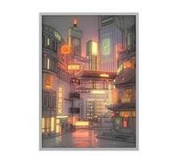 Dipinto da parete con scena notturna a LED con skyline anime, immagine ad alta definizione dimmerabile a tre colori, cornice stretta ad alta definizione con presa USB, per decorazione domestica