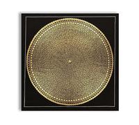 Dipinto da parete decorativo mandala dipinto a mano, cerchio nero oro sei caratteri Thangka con cornice, 1 m x 1 m, ideale per soggiorno o studio Decor