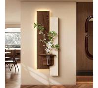 Dipinto decorativo da parete in pietra arenaria, moderna scultura decorativa da parete a LED, murale da appendere alla parete con luce LED calda, arte 3D con vaso idroponico(C,50 * 150cm)