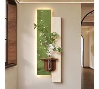 Dipinto decorativo da parete in pietra arenaria, moderna scultura decorativa da parete a LED, murale da appendere alla parete con luce LED calda, arte 3D con vaso idroponico(A,40 * 120cm)