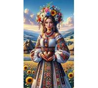 Dipinto di diamanti ragazza con girasoli