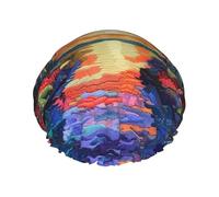 Dipinto di paesaggio brillante Cuffia da a riutilizzabile - cuffia da a quotidiana a doppio strato impermeabile, elastica ed ecologica