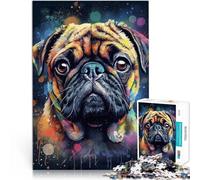Dipinto di un carlino Puzzle da 1000 pezzi per adolescenti Giocattoli educativi per l'apprendimento Giochi per famiglie Regali di Babbo Natale segreto 38x26cm