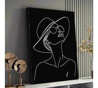 Dipinto minimalista con linee artistiche, quadro da parete su tela raffigurante una donna alla moda, stampa di poster con ritratti in bianco e nero, arredamento per la casa (30x40 cm/cornice interna)