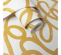 Dipinto Squiggle Anelli Parati Cena Camera Corridoio Holden Bianco/Giallo 13361