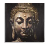 Dipinto su Tela Buddha 100x100x3 cm Cornice in Legno di Pino Multicolor