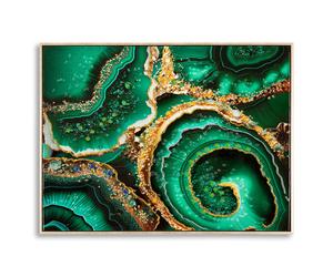 Dipinto su tela completo di telaio in legno e cornice in metallo oro WIEN HAT -B Dimensione 82x3,5x62 cm ricorda una preziosa pietra, verde
