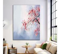 Dipinto Su Tela Di Grandi Dimensioni, Ramoscelli Fiori Prugna Rossa Cina Pittura A Inchiostro, Opere D'Arte Su Tela, Stampe Moderne E Poster Per La Decorazione Del Soggiorno, 30×40 cm Senza Cornice