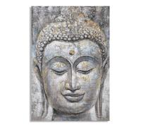 Dipinto su Tela Face Buddha Light 80x120x3 cm Cornice in Legno di Pino Multicolor