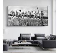 Dipinto su tela in bianco e nero Edifici della città Grattacielo Lavoratori Poster e stampe Immagine di arte della parete per la decorazione domestica di Roma (Con cornice nera, 70x140cm(28''x55'))
