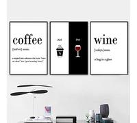 Dipinto su tela Modulare Wall Art Home Decor Immagine moderna Am Coffee PM Wine Sign Stampa Kitchen Restaurant Poster 40x60cmx3 senza cornice