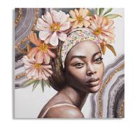 Dipinto su Tela Naomi 100x100x3 cm Cornice in Legno di Pino Multicolor