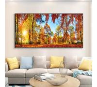 Dipinto su tela per soggiorno dietro il divano, opera d'arte per la casa, stanze, parete, decorazione, paesaggio, foresta, albero, dipinto 62x122 cm (24x49 pollici) cornice interna