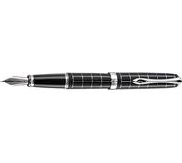 Diplomat A Plus Rhomb Guilloche - Penna stilografica con pennino fine in acciaio, colore: Nero lapislazzato