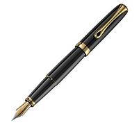 Diplomat Excellence A2 Trim - Penna stilografica con pennino largo in acciaio, colore: Nero laccato/oro