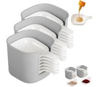 Dipping Sauce Plate And Holder Set, 6 Pcs Dipping Sauce Plate, Mini Home Kitchen Vinegar Soy Sauce Dish Set, with Handle, for Ketchup, Soy, Barbecue and Party Dinner (White and Gray,3 pcs)
