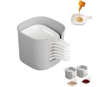 Dipping Sauce Plate And Holder Set, 6 Pcs Dipping Sauce Plate, Mini Home Kitchen Vinegar Soy Sauce Dish Set, with Handle, for Ketchup, Soy, Barbecue and Party Dinner (White and Gray,1 pcs)