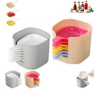 Dipping Sauce Plate And Holder Set, 6 Pcs DippingSauce Plate, Plastic Dipping Dish with Storage Box, Mini DippingBowls with Handle,Soy Sauce Dish,for Soy, Barbecue and Party Dinner (2pcs)