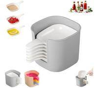 Dipping Sauce Plate And Holder Set, 6 Pcs DippingSauce Plate, Plastic Dipping Dish with Storage Box, Mini DippingBowls with Handle,Soy Sauce Dish,for Soy, Barbecue and Party Dinner (white)