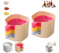 Dipping Sauce Plate And Holder Set, 6 Pcs DippingSauce Plate, Plastic Dipping Dish with Storage Box, Mini DippingBowls with Handle,Soy Sauce Dish,for Soy, Barbecue and Party Dinner (colorful*2)