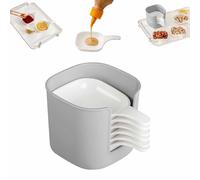 Dipping Sauce Plate And Holder Set,6pcs Plastic Dipping Dish With Storage Box,Plastic Dipping Dish,Mini Dipping Bowls With Handle,For Ketchup,Soy,Barbecue And Party Dinner (White)