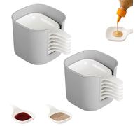 Dipping Sauce Plate and Holder, Stackable 6-Piece Set Plastic Dipping Dish, Soy Sauce Dish, Condiment Bowls with Handle & Storage Box for Sushi/BBQ, Space-Saving Kitchen Organizer (White)
