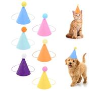 DIPZO 6 pezzi Mini Cappelli da Festa per Cani Piccoli e Animali Giocattolo, Cappelli Conici Colorati per Teddy, Peluche, Cuccioli, Gatti, Conigli, Decorazioni di Compleanno per Animali Domestici