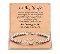 DIPZO Bracciale Infinity per Moglie con Biglietto Messaggio, Bracciale Donna Regolabile, Regalo per Compleanno, Natale, Festa della Mamma, San Valentino