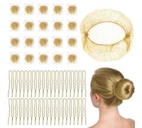 DIPZO Rete per Chignon, 20 pezzi elastiche, 40 forcine a U, colore Oro | per ballerine, infermieri, chef, assistenti di volo