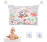 DIPZO Rete Porta Giochi da Bagno (35x45cm) con Ventose e Ganci Adesivi, Organizer Giochi Bagno Bambini, Rete in Mesh per Bagno e Giocattoli per Neonati