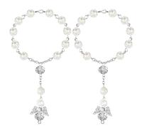 DIPZO Rosario con Croce per Specchietto Retrovisore, Decorazione Religiosa Interna, Portafortuna Auto & Accessori Appesi, Regalo per Uomo & Donna