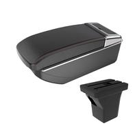 DIQXLGS Per C&hevrolet Per AVEO Bracciolo Auto Scatola Di Archiviazione Centrale Con Portabicchieri Parti Auto Doppio Strato Archiviazione(Nero rosso Nessuna USB)
