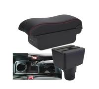 DIQXLGS Per F&ord Per EcoSport 2018 2019 2020 2021-2024 Box Bracciolo Auto Scatola Di Archiviazione Braccio Accessori Auto Parti Retrofit(B1 Nero rosso 3USB)