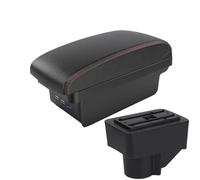 DIQXLGS Per F&ord Per Fiesta Bracciolo Portaoggetti Per F&ord Per Fiesta 3 Bracciolo Auto 2011 2012 2013 2014-2018 Portaoggetti Auto(B1 Nero rosso 3USB)