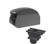 DIQXLGS Per Mazda 2 Bracciolo Per Mazda 2 Per Demio Scatola Bracciolo Auto Scatola Di Archiviazione Centrale Retrofit Interno Interfaccia USB(A1 Black Red single)